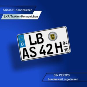 Leichtkraftrad und Traktor H Saisonkennzeichen zweizeilig mit Saisonzeitraum