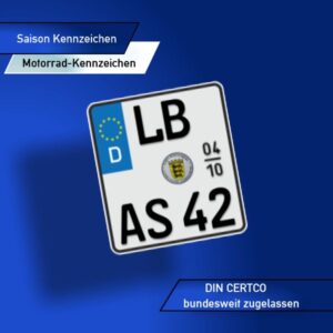 Motorrad Saisonkennzeichen mit mittiger Saisonangabe