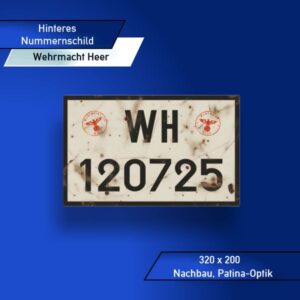 Hinteres Vorkriegs Nummernschild WH 320×200 mm